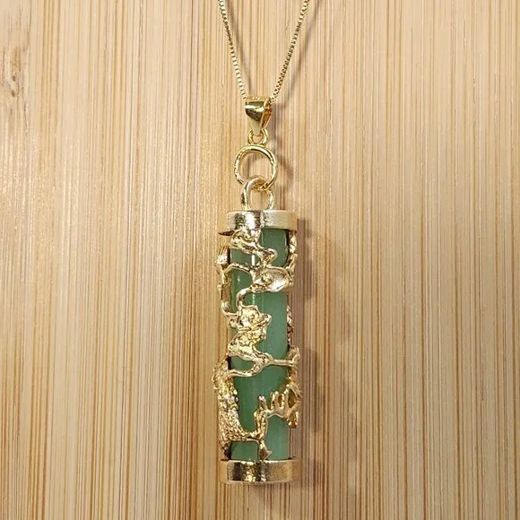 Multi Colors Available!  925 Jade Style Glow in the Dark Pendant 18" 925 Chain - Picture 11 of 16